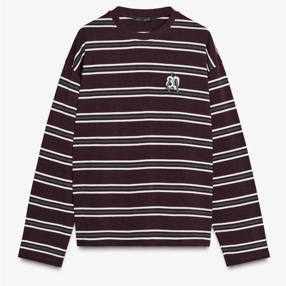 Zara Emroidered Striped Top - Picture 1 of 2